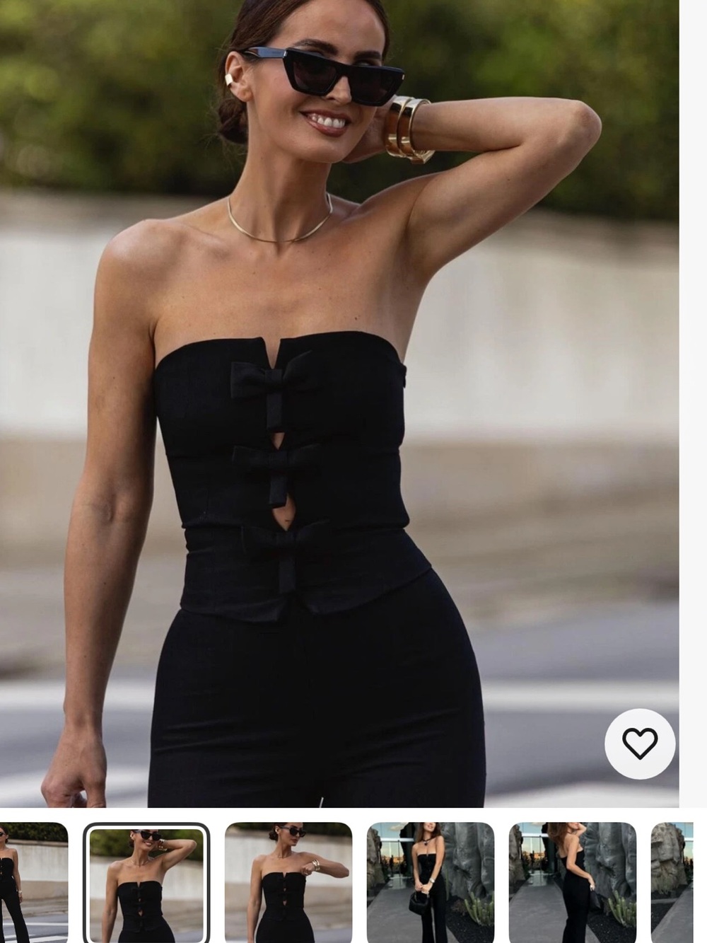 Viral Zara Black Strapless Jumpsuit with Front Bow Accents Small NWOT - Picture 4 of 7